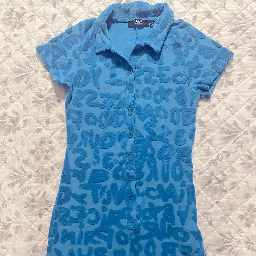 Jaded London Towelling Playsuit in Blue